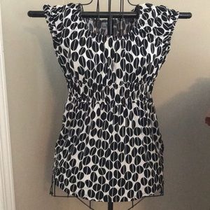 Ladies black and white empire waist blouse